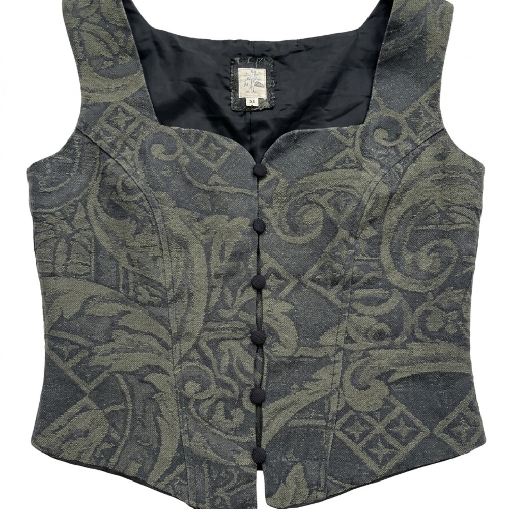 Women’s Gärb Vintage-Inspired Brocade Tapestry Vest - Dark Academia - Size 4